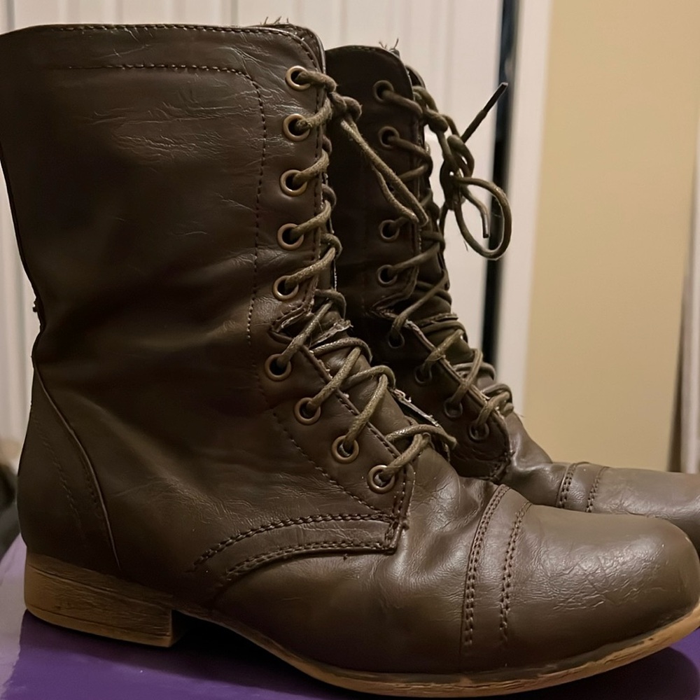 Madden Girl Brown Combat Boots
